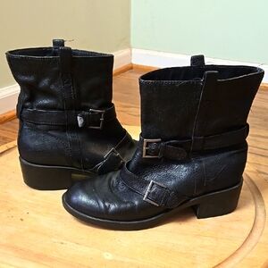 Cole Haan Nike Air Black Leather Ankle Boots